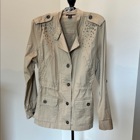 Style & Co. Jackets & Blazers - NWOT- Tan Adjustable Utility Jacket with Rhinestone Detail